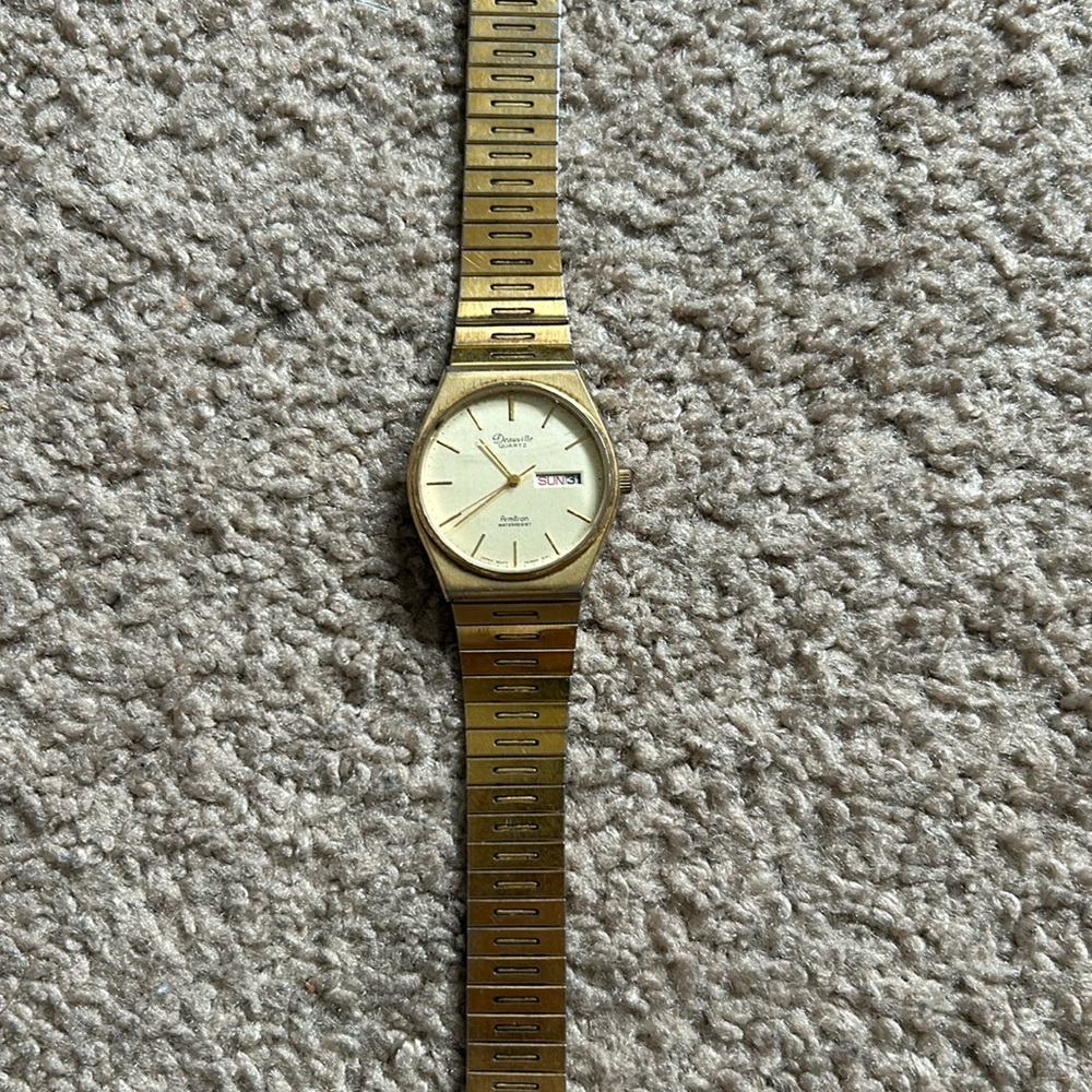 Deauville Armitron quartz gold tone bracelet watch one‎ size measurements shown